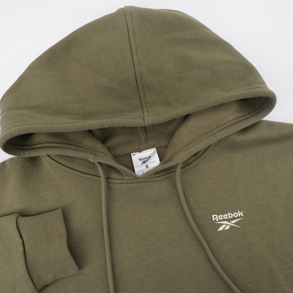 Reebok Logo Fleece Pullover Hoodie Green Long Sleeve Womens Small